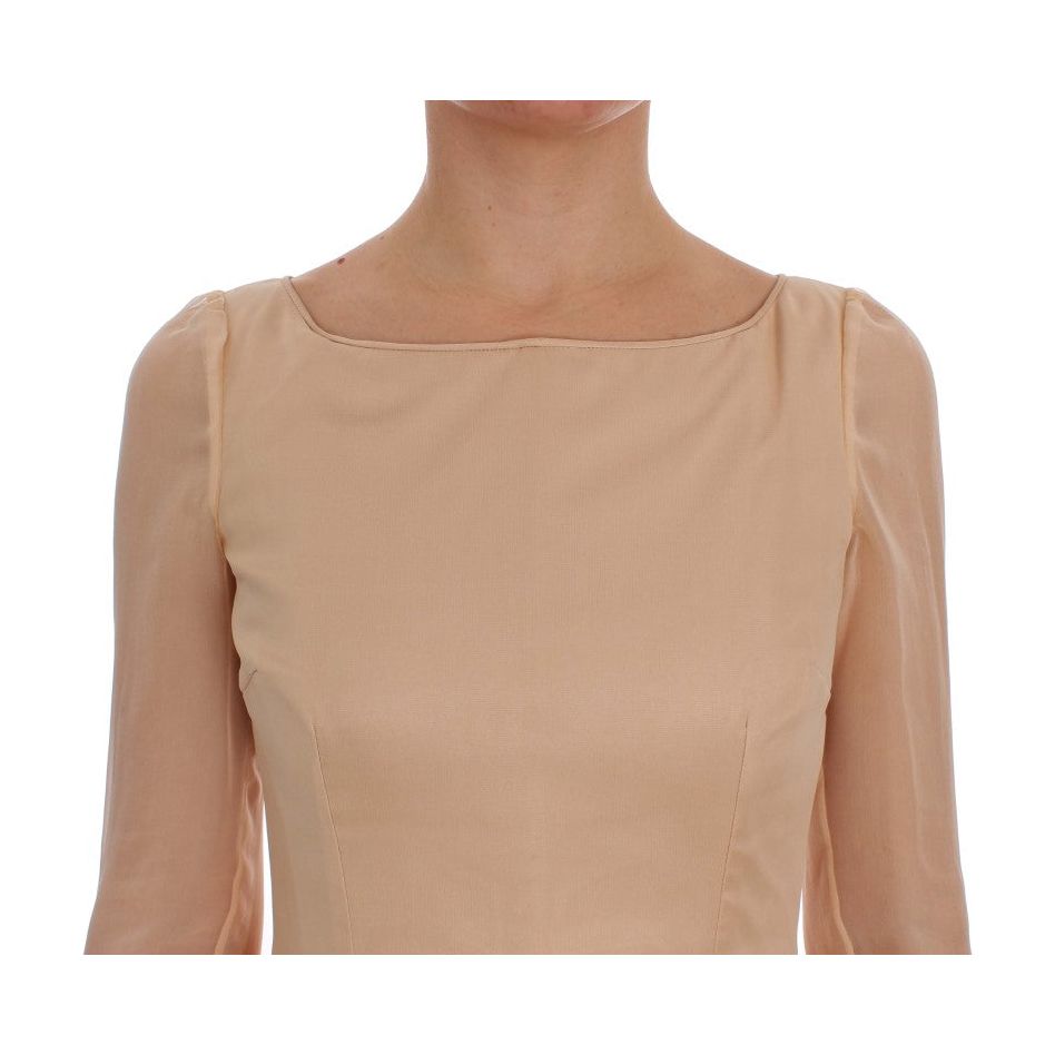 Dolce & Gabbana Elegant Beige Silk Full Length Sheath Dress Dresses beige-silk-ball-gown-full-length-dress