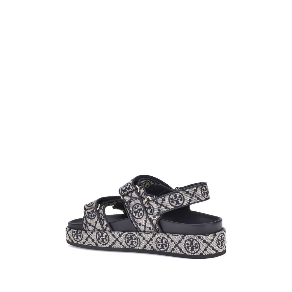 Tory Burch Blue Fabric Flat Sandals