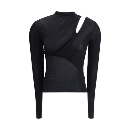 Self-Portrait Black Viscose Top