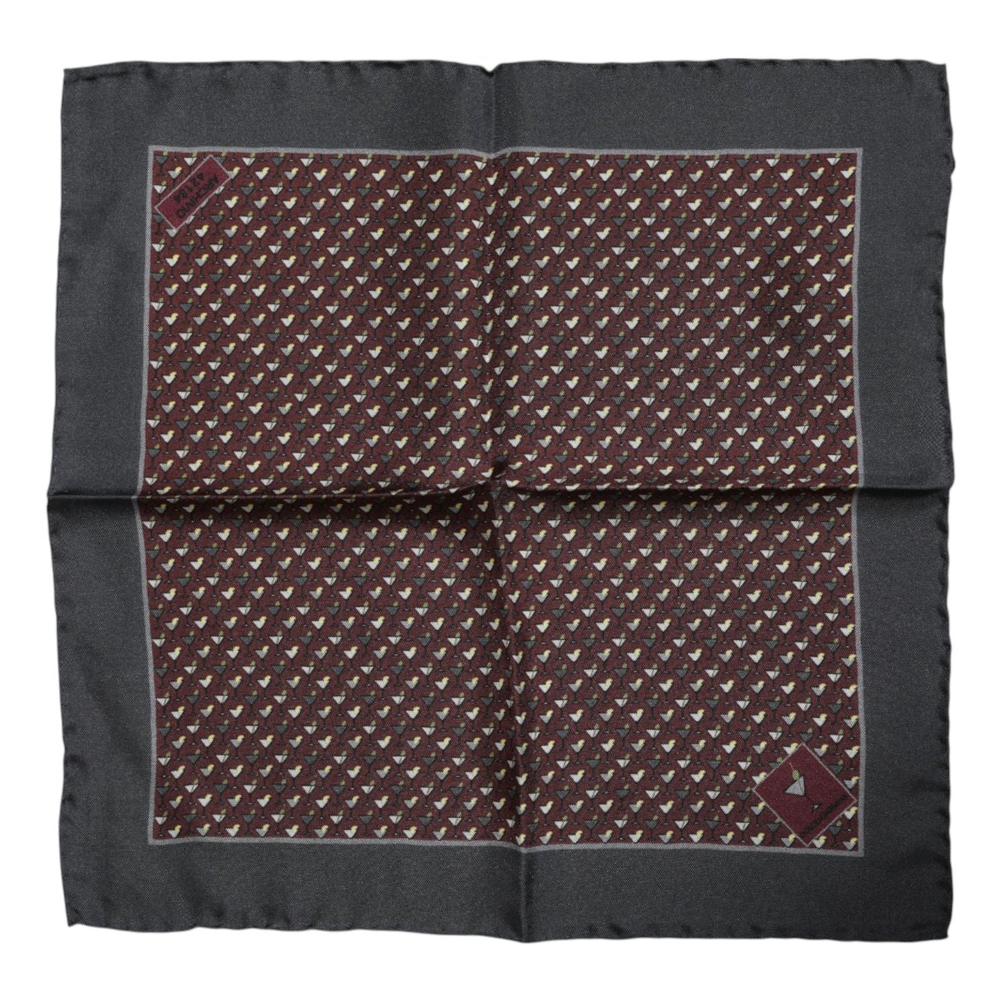 Dolce & Gabbana Maroon Cocktail Silk Square Foulard Scarf