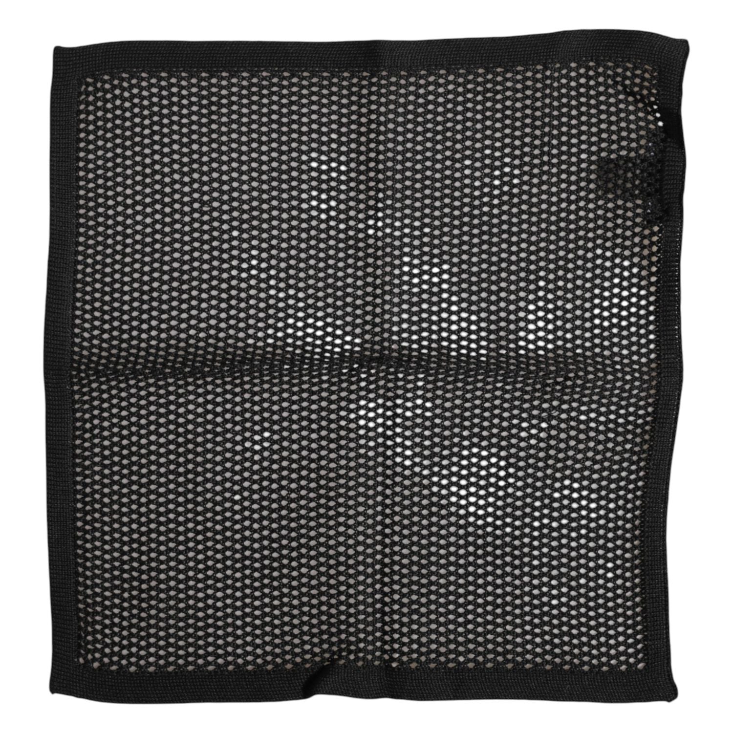 Dolce & Gabbana Black Patterned Cotton Square Foulard Scarf