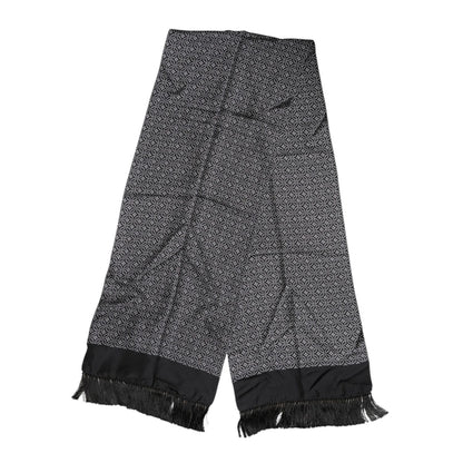 Dolce & Gabbana Black Patterned Fringes Men Foulard Scarf