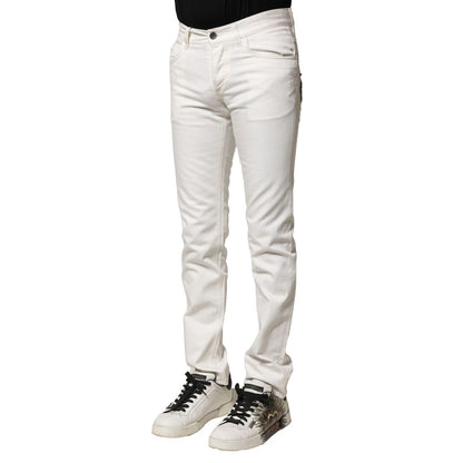 Dolce & Gabbana White Cotton Skinny Men Denim Jeans