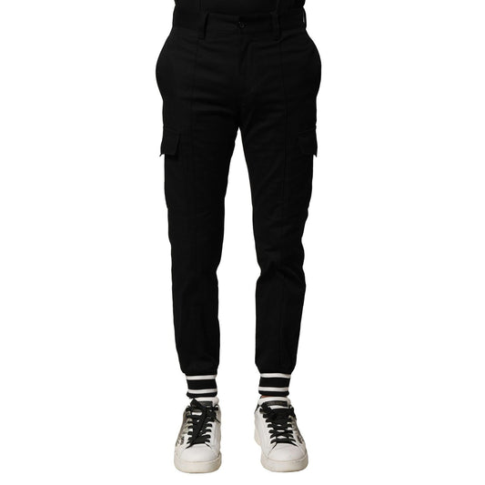 Dolce & Gabbana Black Cotton Cargo Joggers Men Pants