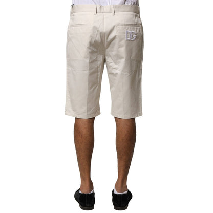 Dolce & Gabbana Beige Cotton Stretch Mid Waist Bermuda Shorts