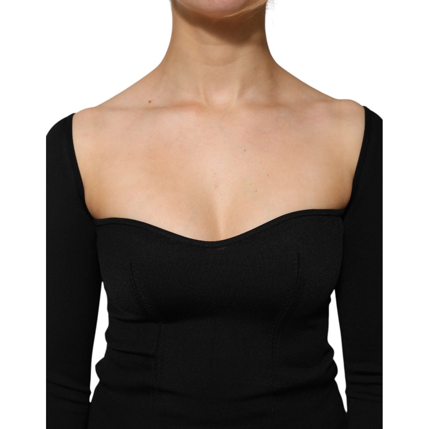 Dolce & Gabbana Black Viscose Long Sleeve Pullover Blouse Top