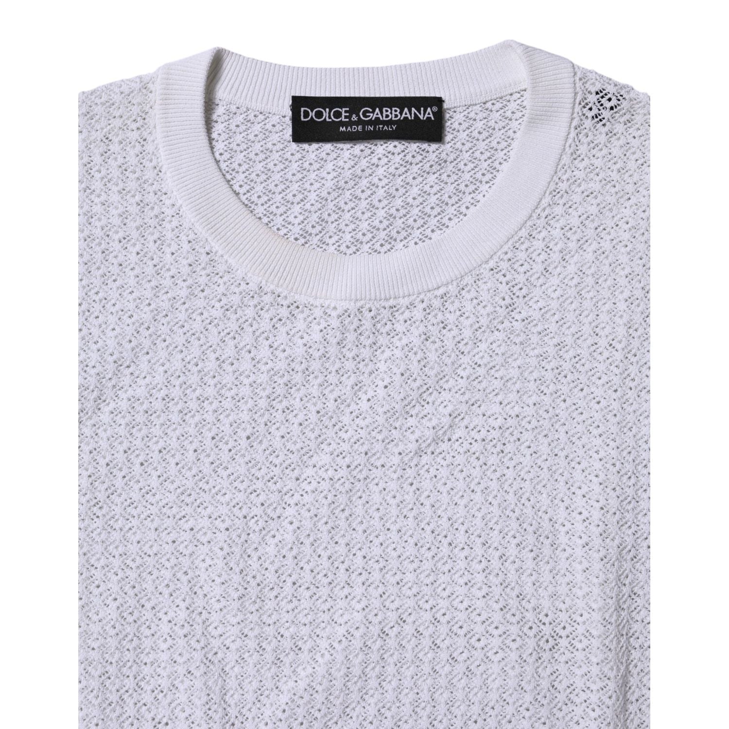 Dolce & Gabbana White Round Neck Long Sleeves Pullover Top