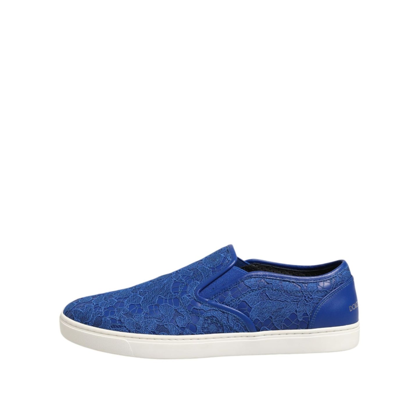 Dolce & Gabbana Blue Leather Lace Slip On Sneaker Shoes