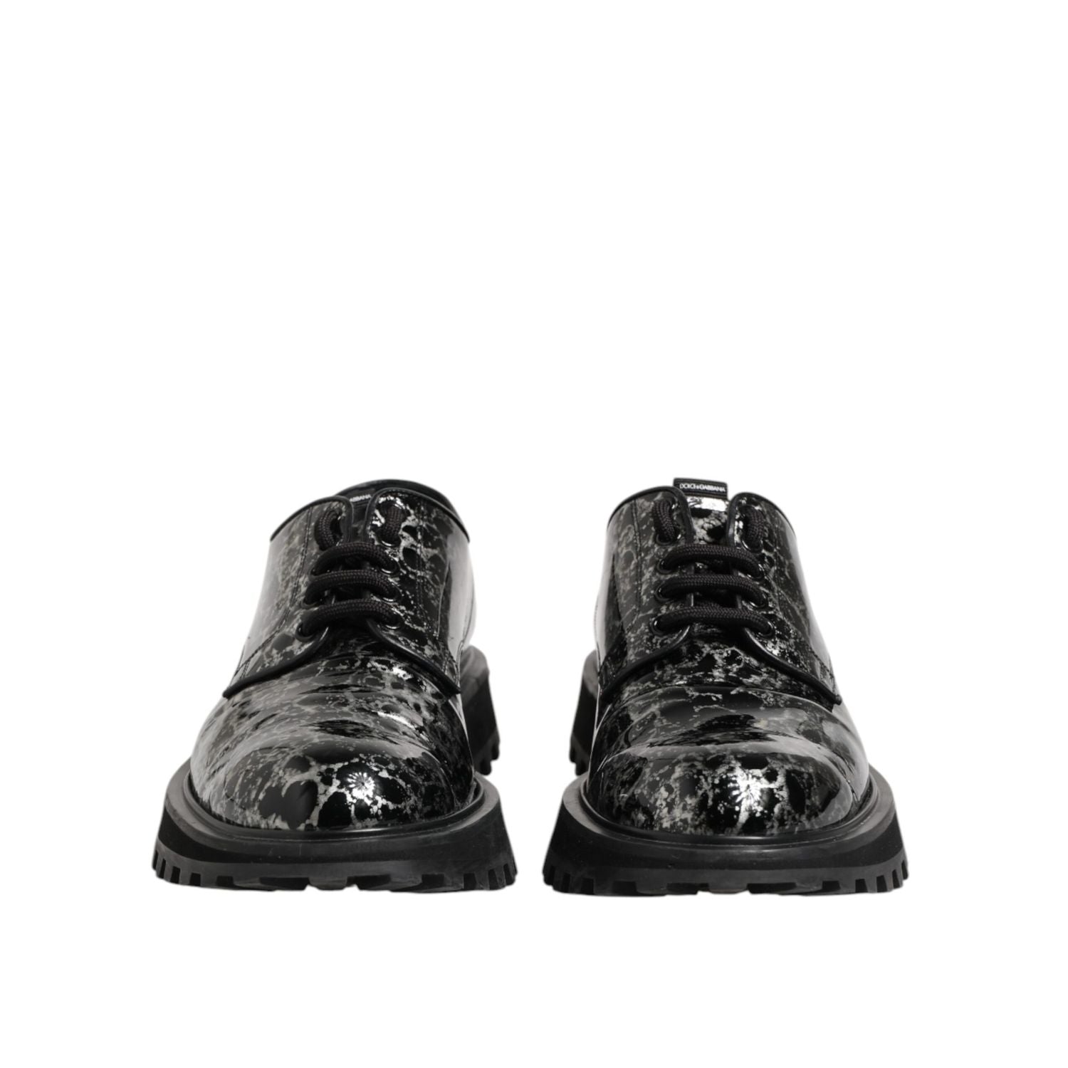 Dolce & Gabbana Black White Calfskin Chunky Derby Shoes