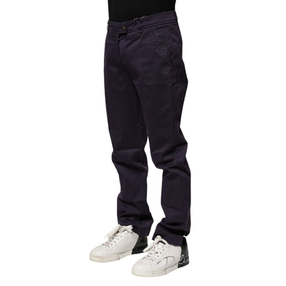 Incotex Dark Purple Mid Waist Casual Straight Pants
