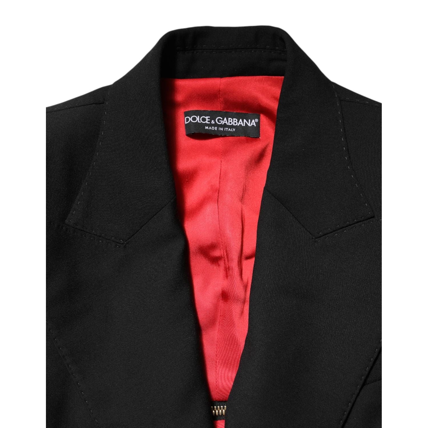 Dolce & Gabbana Black Wool Zipper Detailing Blazer Jacket