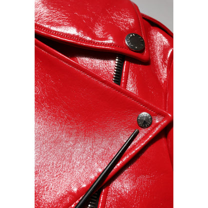 Dolce & Gabbana Red Lambskin Full Zipper Jacket