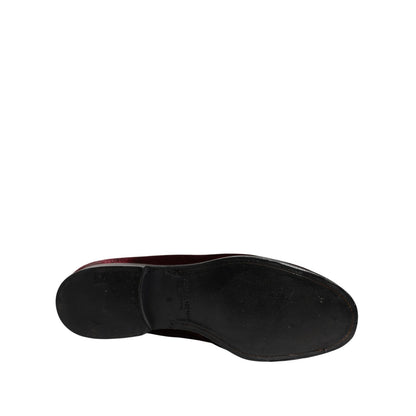 Dolce & Gabbana Red Velvet Men Slip On Loafers Dress Shoes