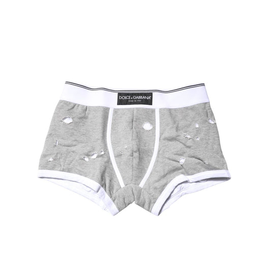 Dolce & Gabbana Gray Cotton Stretch Regular Boxer Underwear Dolce & Gabbana