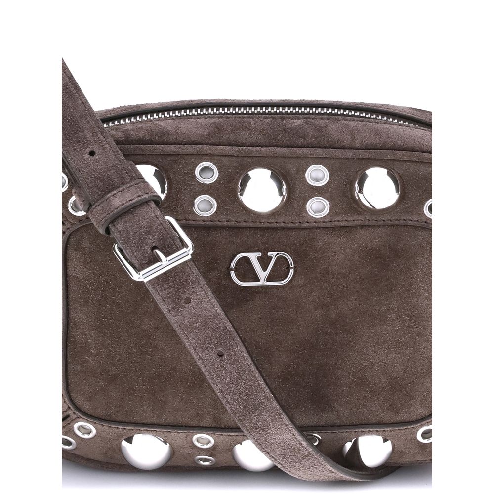 Valentino Garavani Brown Calf Leather Bos Taurus Shoulder Bag