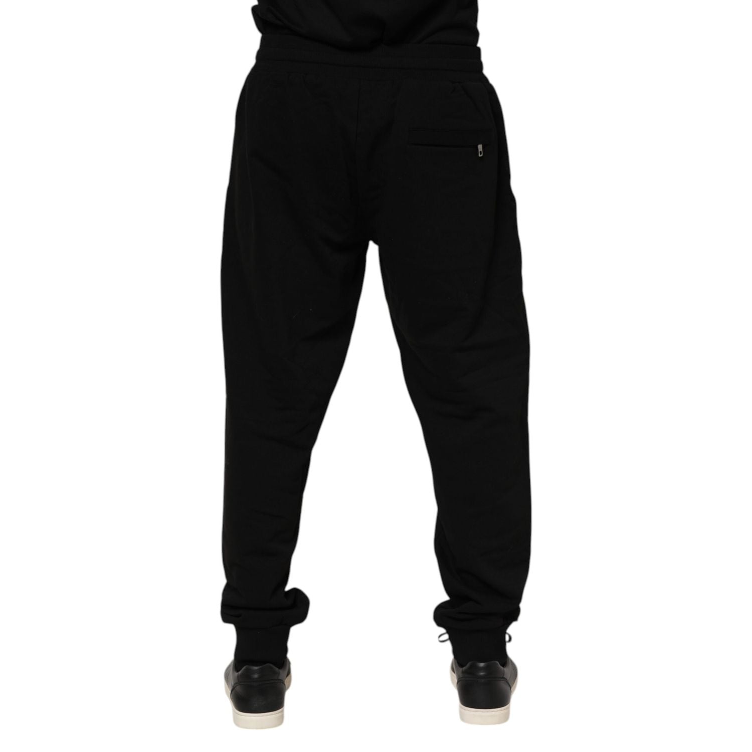 Dolce & Gabbana Black Cotton Logo Tape Men Jogger Pants