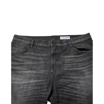 Dolce & Gabbana Gray Washed Cotton Loose Denim Jeans