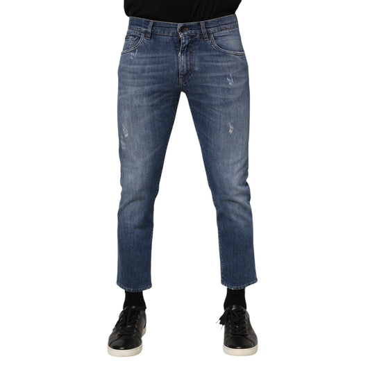Dolce & Gabbana Blue Cotton Logo Plaque Denim Jeans Dolce & Gabbana