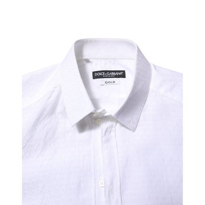 Dolce & Gabbana White Cotton GOLD Long Sleeves Formal Shirt