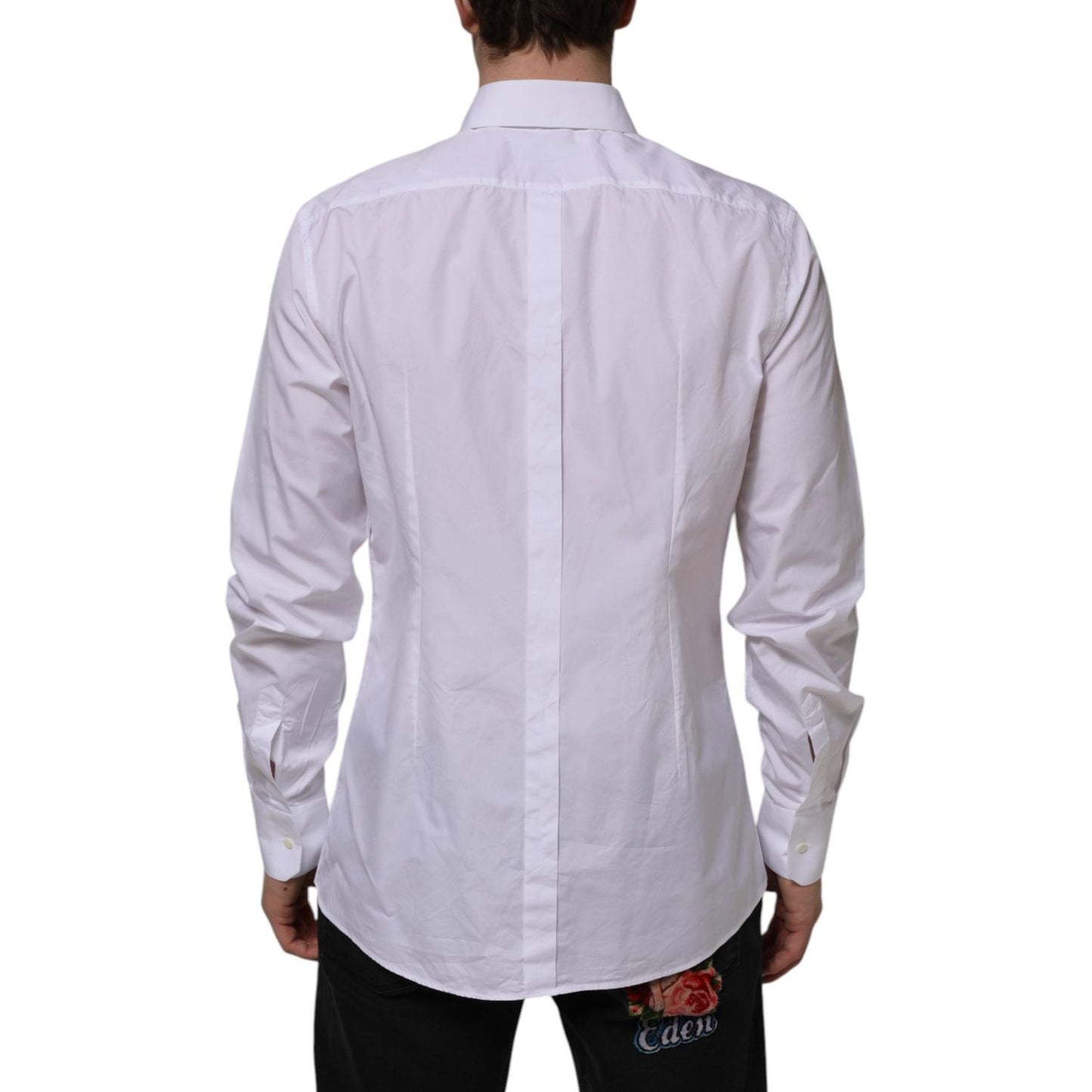 Dolce & Gabbana White Cotton GOLD Long Sleeves Formal Shirt