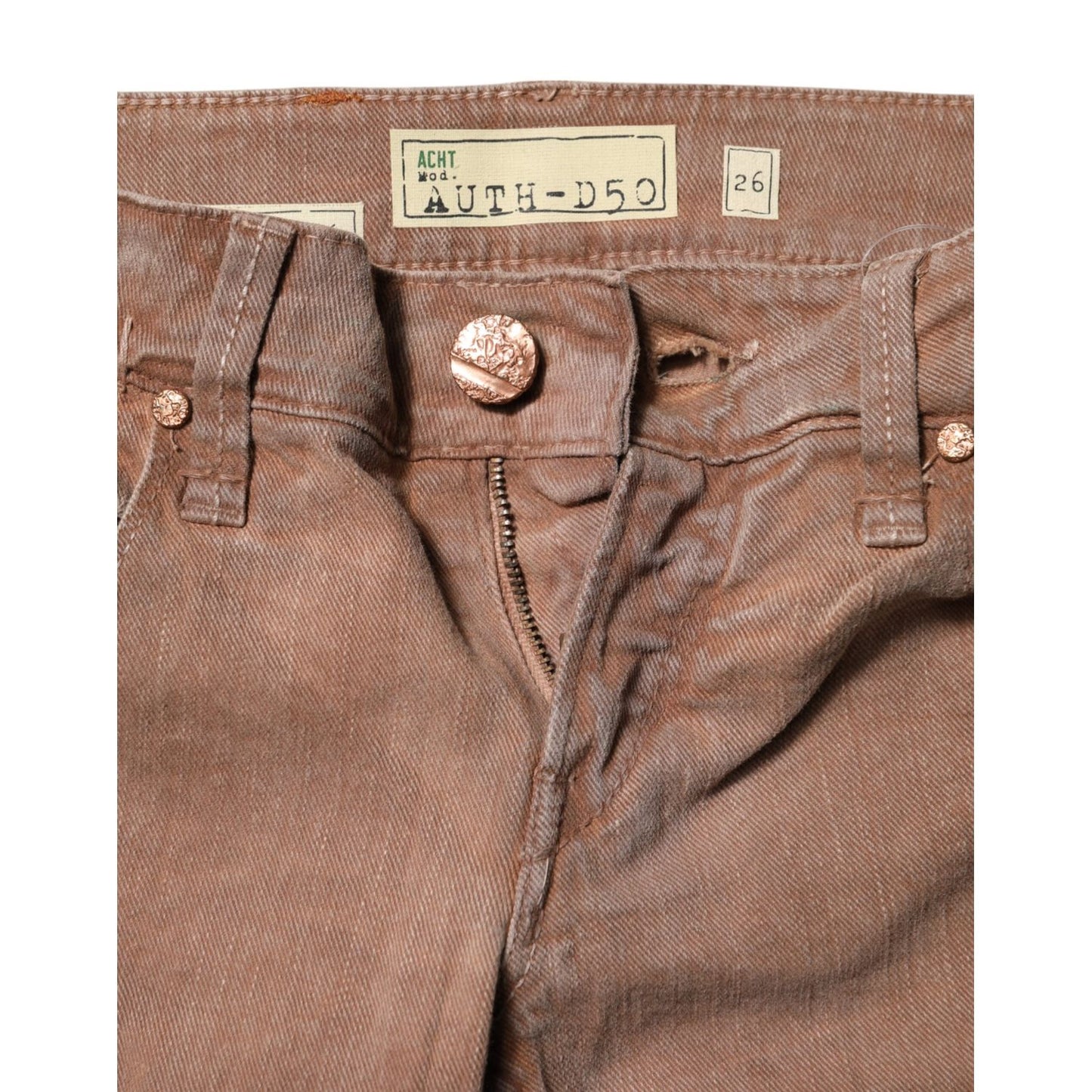 Acht Brown Cotton Slim Fit Denim Low Waist Jeans