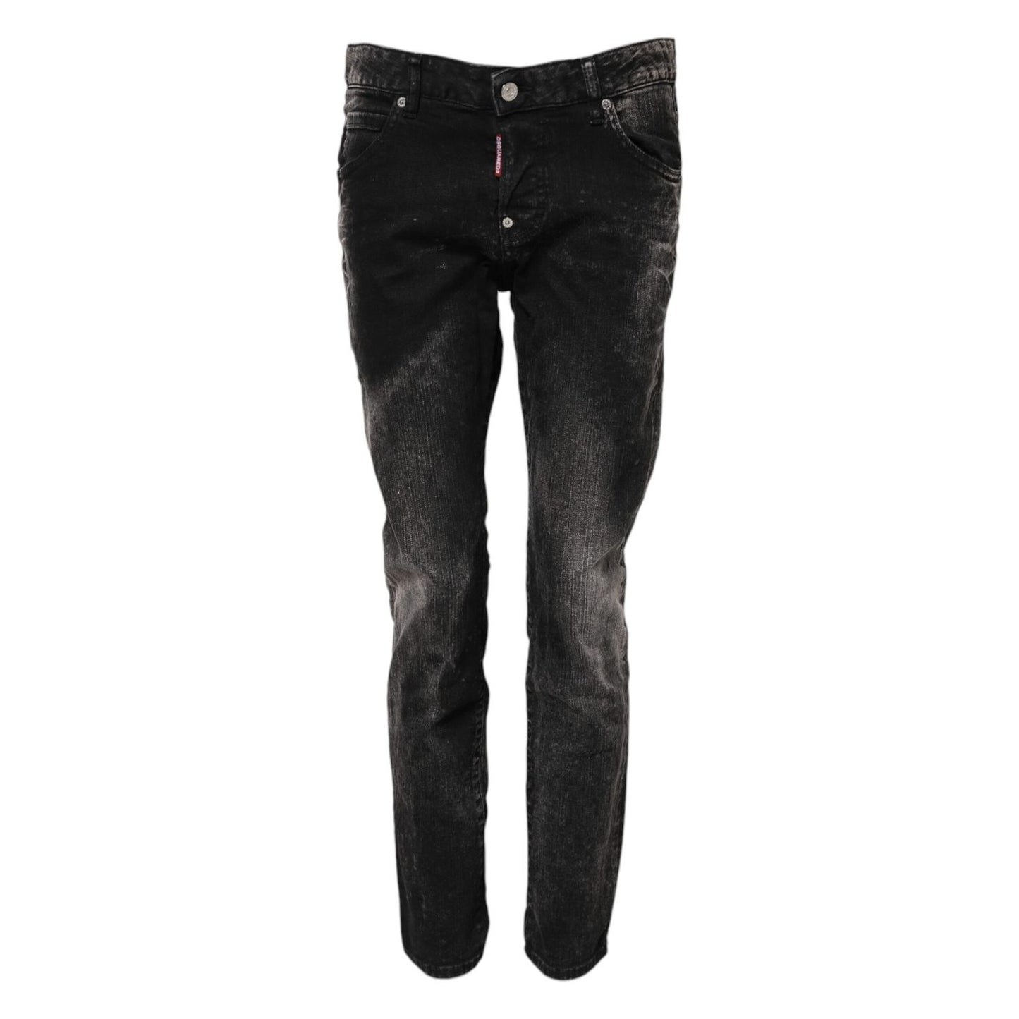 Dsquared² Black Washed Mid Waist Tapered Denim Jeans