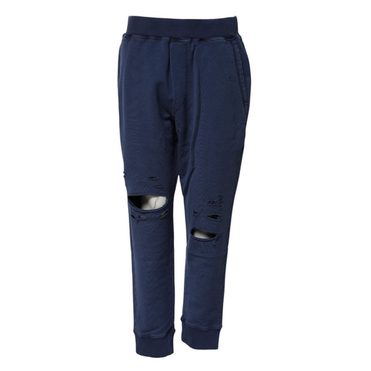 Dsquared² Blue Cotton Mid Waisted Jogger Pants