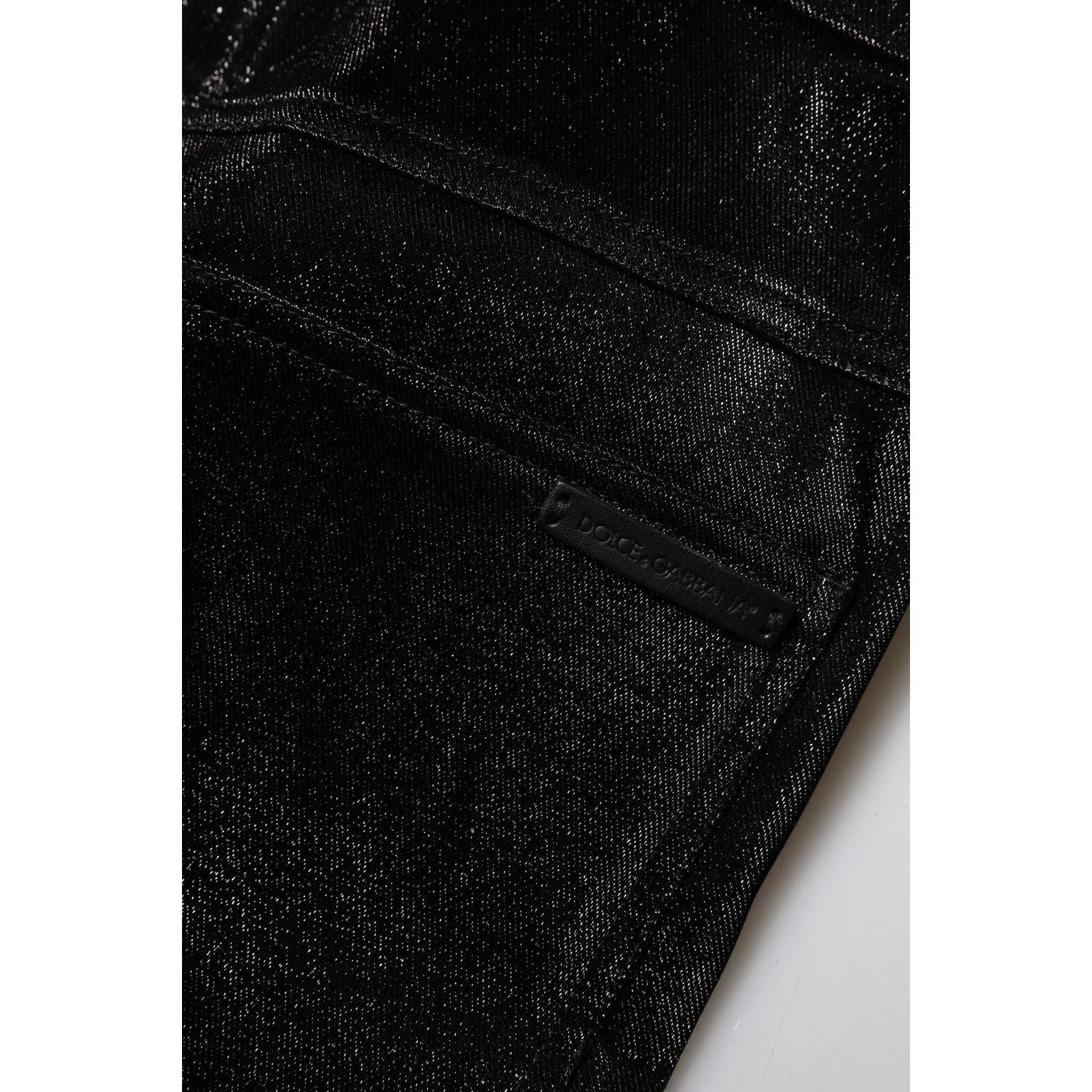 Dolce & Gabbana Black Cotton Stretch Silver Lurex Thread Pants