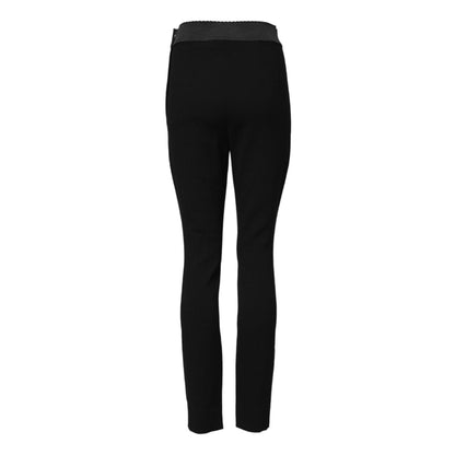 Dolce & Gabbana Black Wool Leggings Stretch Pants