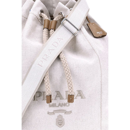Prada White Cotton Backet Bag