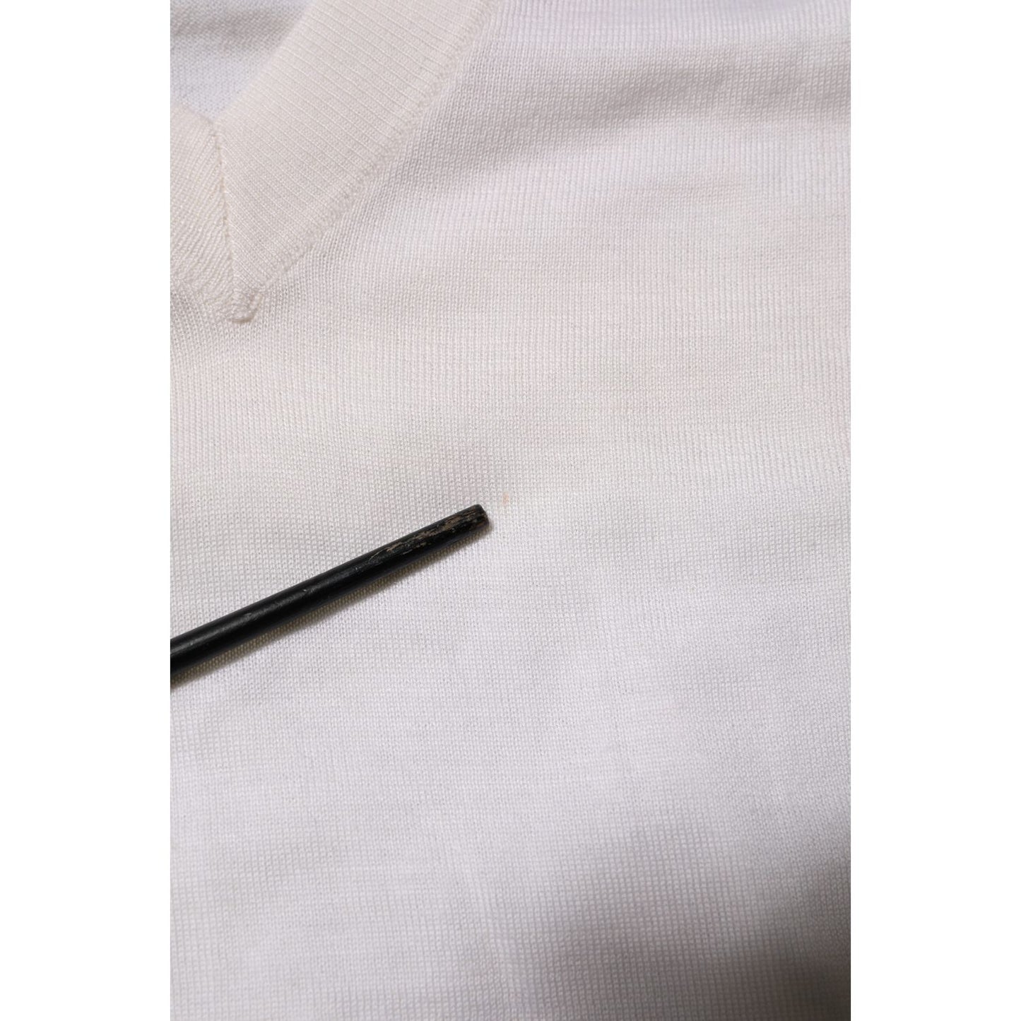 Dolce & Gabbana White Cashmere Logo V-neck Pullover Sweater