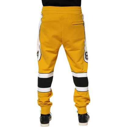 Dolce & Gabbana Yellow Cotton Printed Sweatpants Jogger Pants