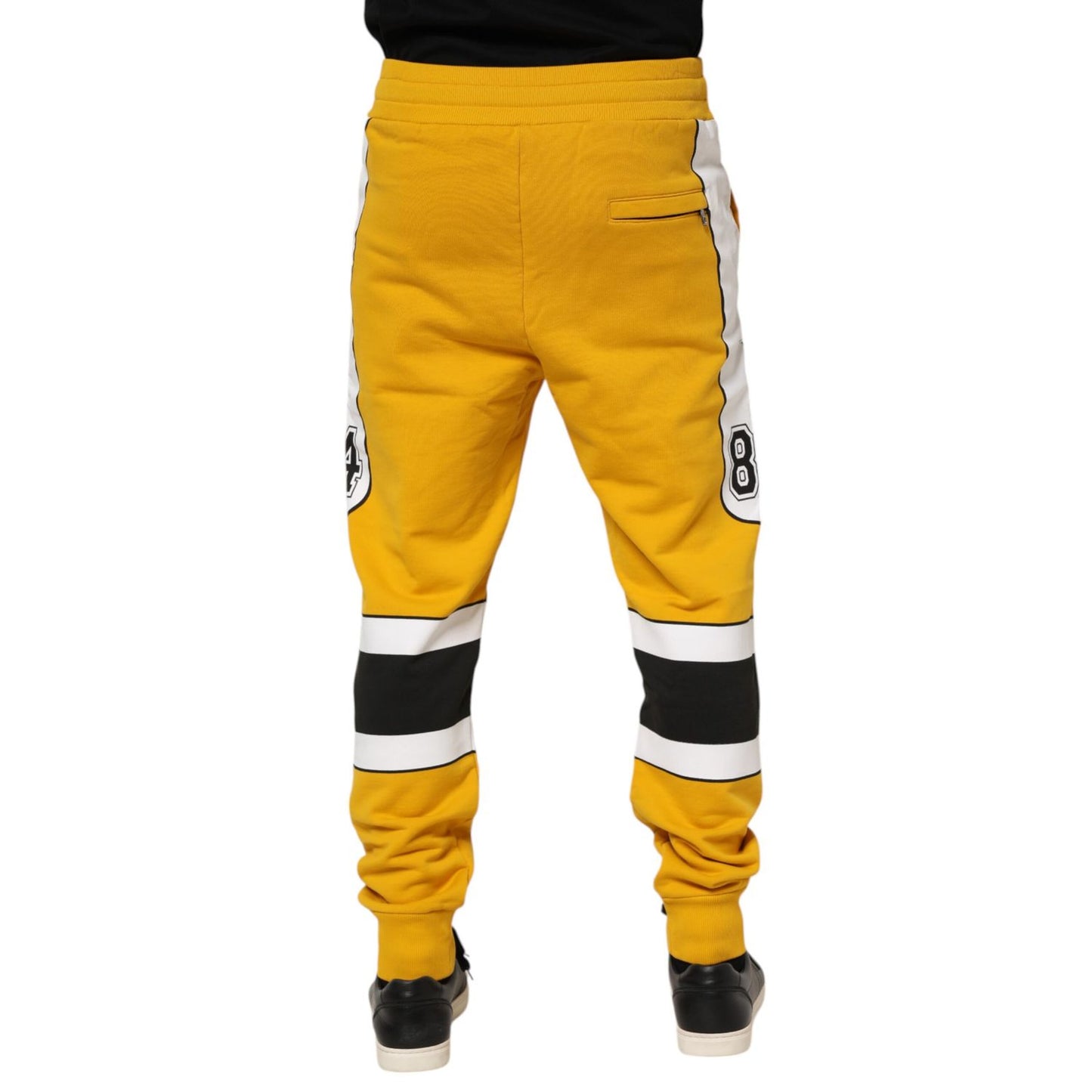 Dolce & Gabbana Yellow Cotton Printed Sweatpants Jogger Pants