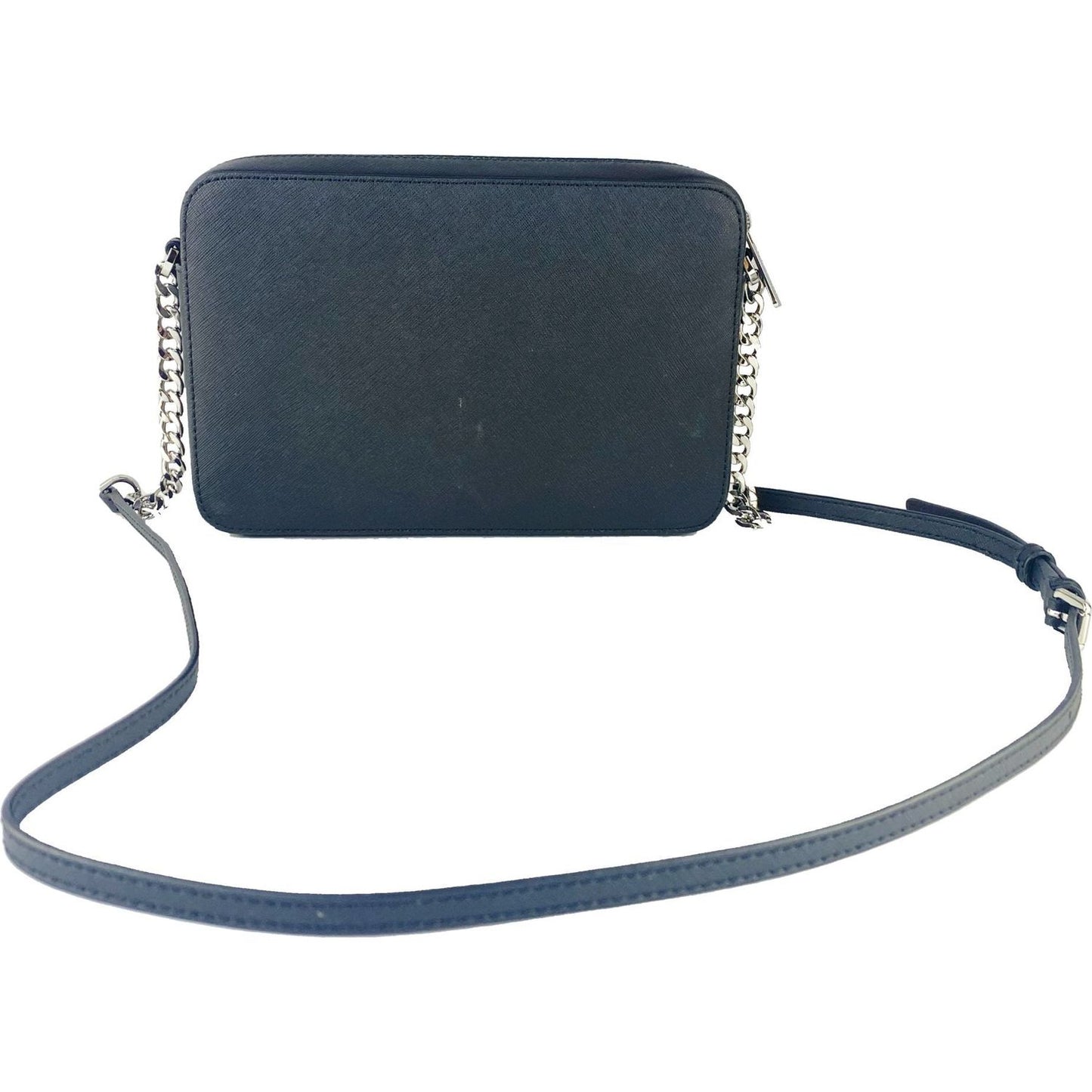 Michael Kors | Jet Set Large East West Saffiano Leather Crossbody Bag Handbag (Black Solid/Silver Hardware)| McRichard Designer Brands   