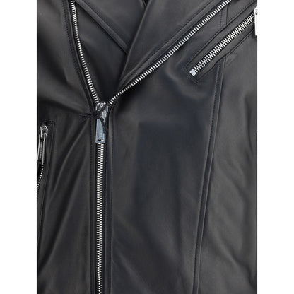 Dsquared² Black Calf Leather Bos Taurus Biker Jacket