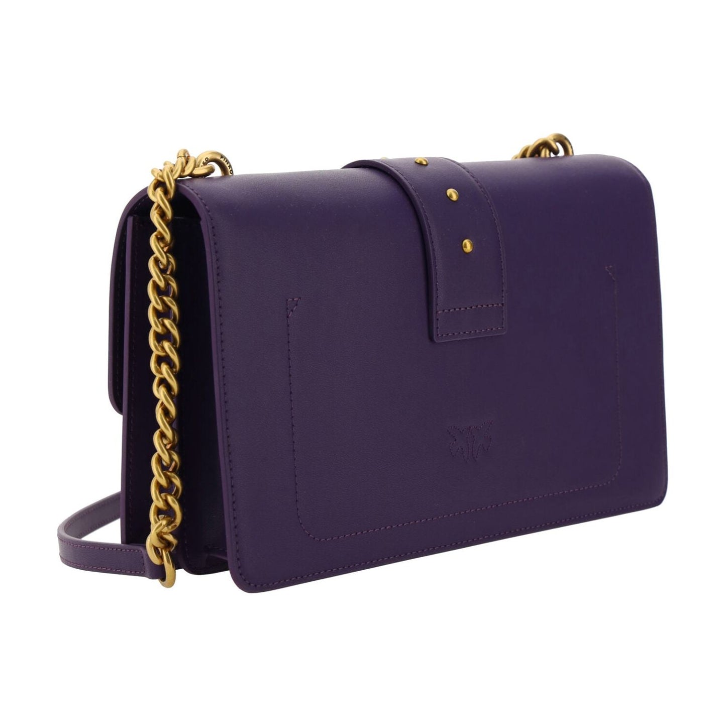 PINKO Elegant Purple Mini Shoulder Bag with Gold Accents purple-leather-love-one-classic-shoulder-bag