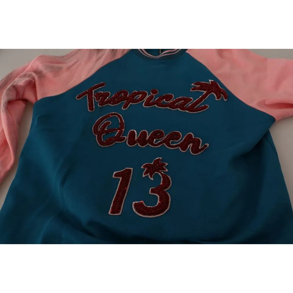 Blue Pink Tropical Queen Pullover Sweater