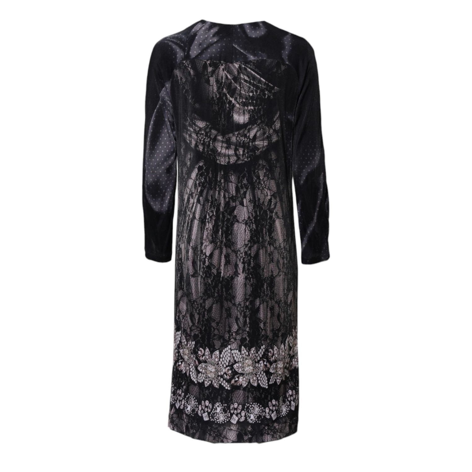 Roberto Cavalli Black Floral Viscose Sheath Midi Dress