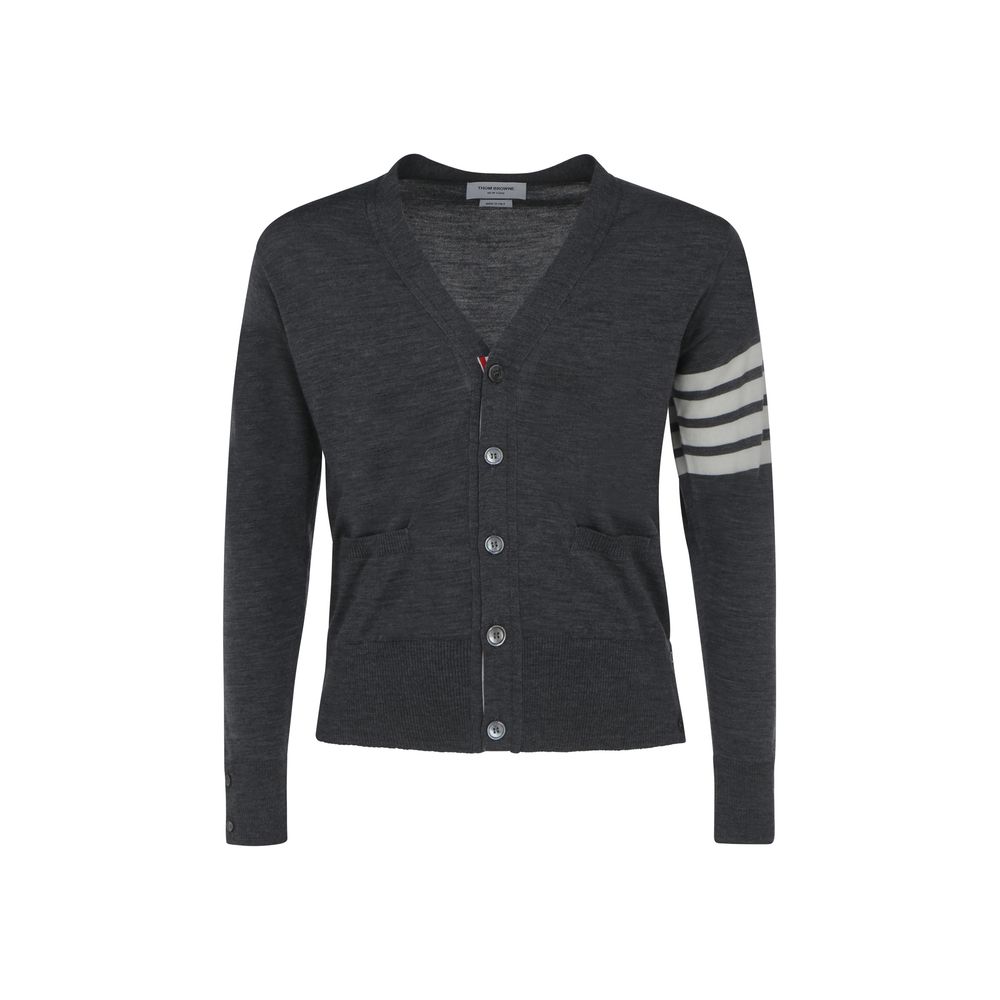 Thom Browne Gray Fleece Wool Cardigan