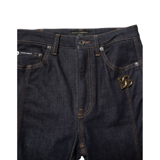 Dolce & Gabbana Black Cotton Mid Waist Bootcut Denim Jeans