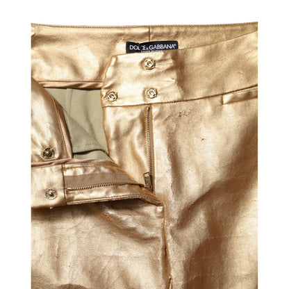 Dolce & Gabbana Metallic Gold High Waist Skinny Trouser Pants