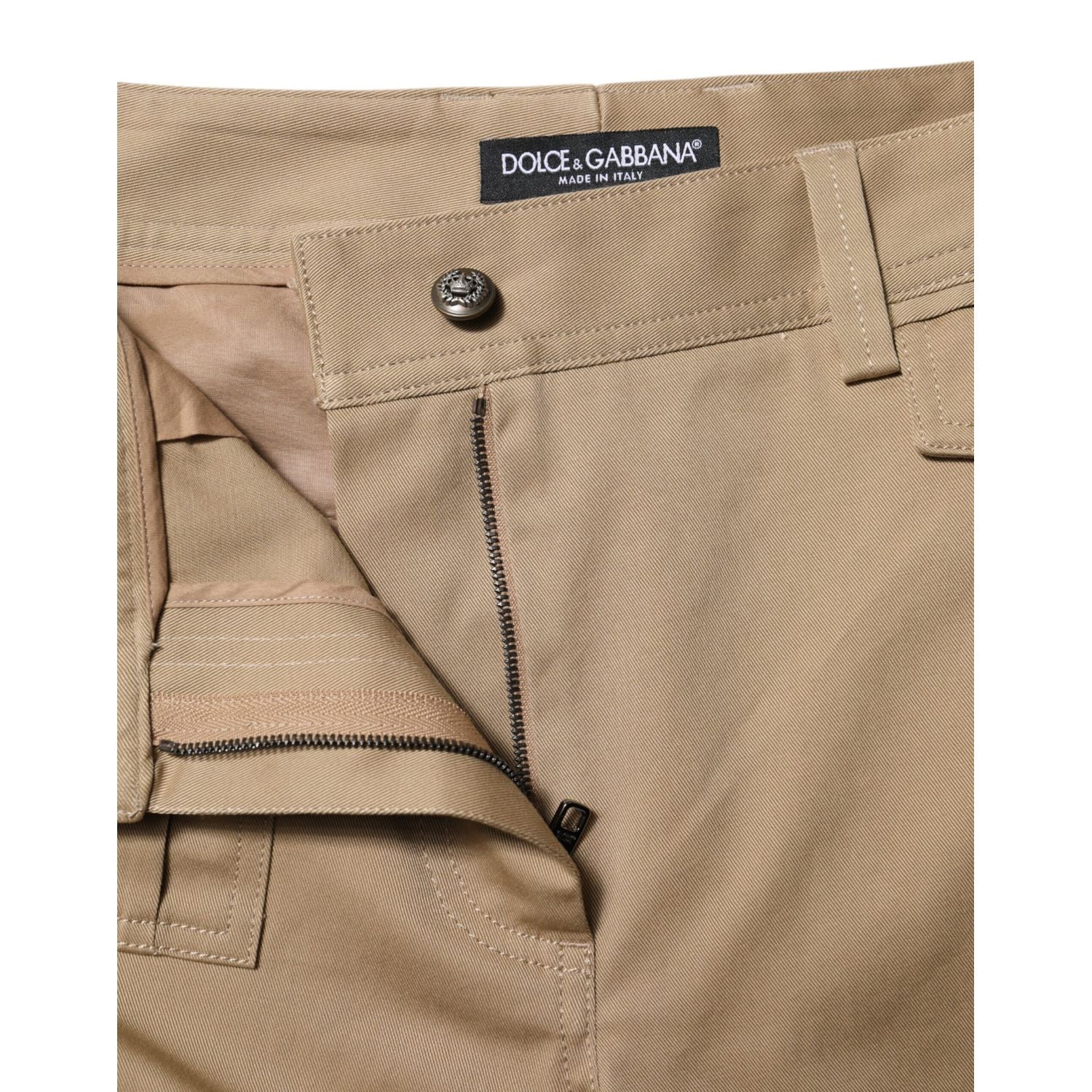 Dolce & Gabbana Beige Mid Waist Cargo Tapered Pants