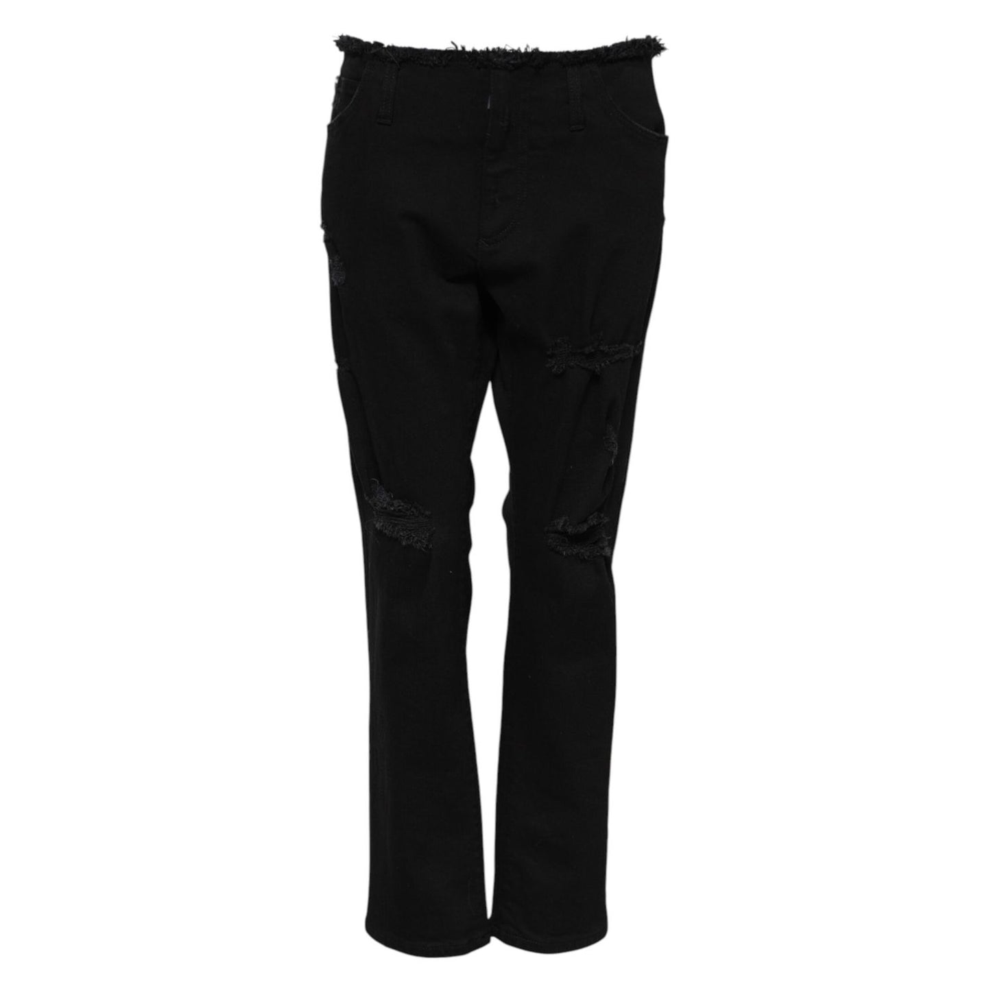 Dolce & Gabbana Black Cotton Mid Waist Flared Denim Jeans Dolce & Gabbana