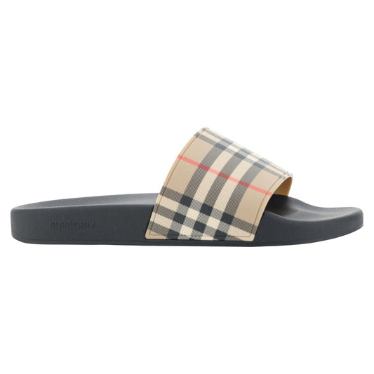Burberry | Brown Rubber Slides Sandals| McRichard Designer Brands   