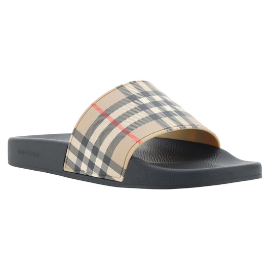 Burberry | Brown Rubber Slides Sandals| McRichard Designer Brands   