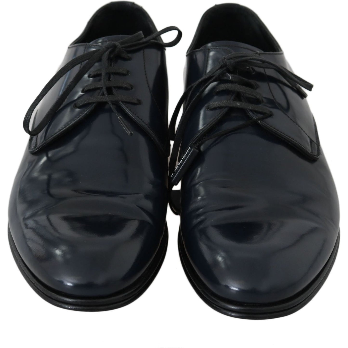 Elegant Dark Blue Leather Derby Dress Shoes