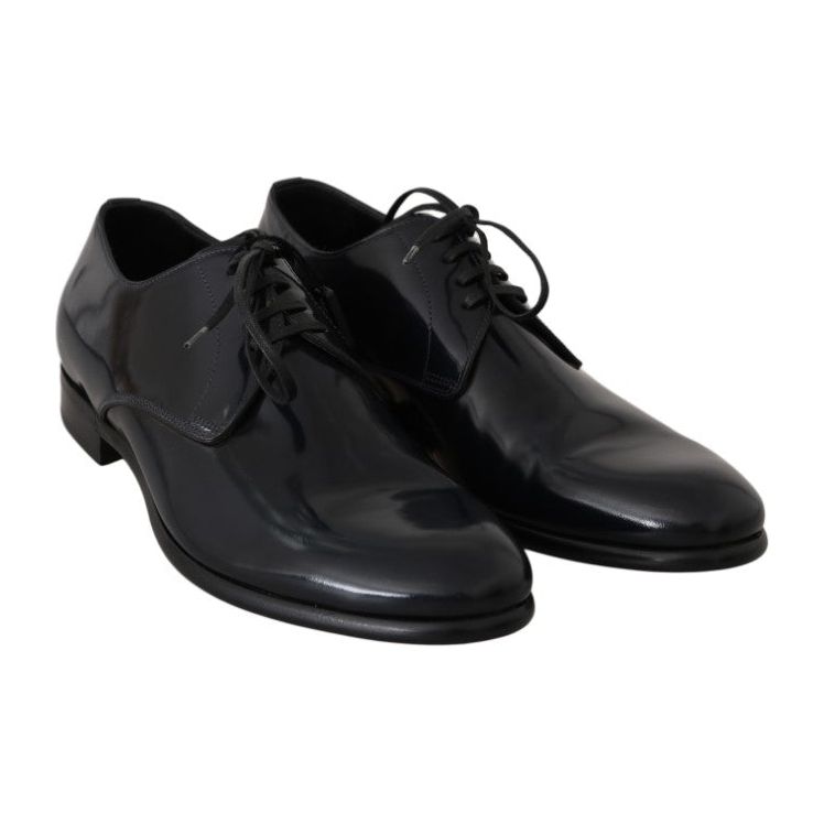 Elegant Dark Blue Leather Derby Shoes