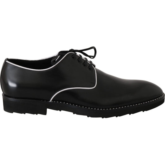 Elegant Black Leather Derby Dress Shoes