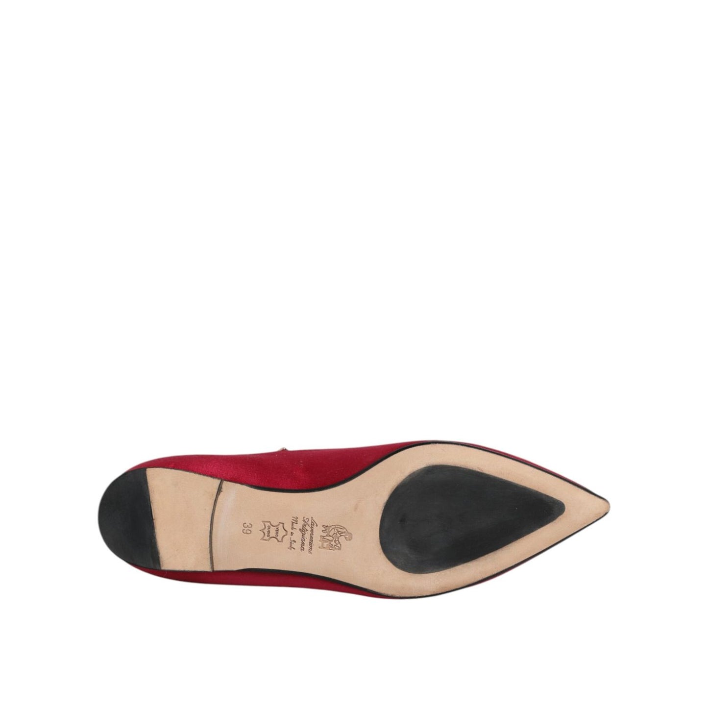 Prosperine Red Gold Studded Pointed Toe Ballet Flats Shoes