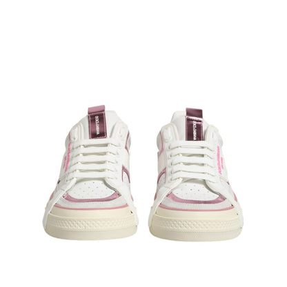 Dolce & Gabbana White Leather DG Logo Low Top Sneakers Shoes
